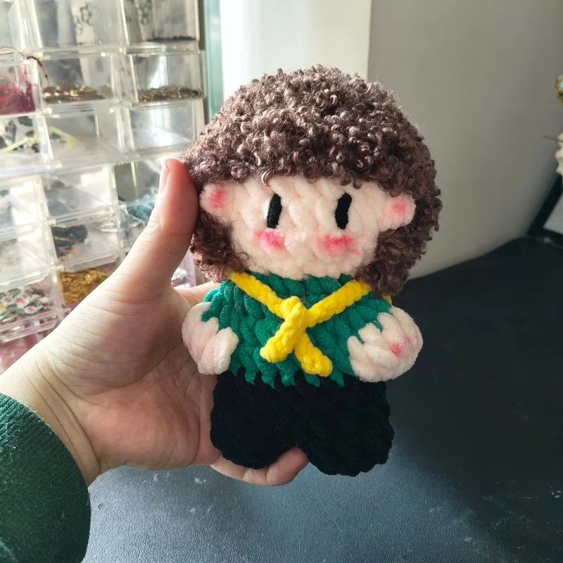 

Handmade Green Elven Style Crochet Hair Hoop Detachable Knitted Doll Charms Pendant Accessory for Adult Wang Yibo Fans
