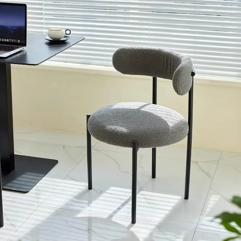 Nordic Upholstered Back Dining Chairs Bedroom Makeup Seat Minimalist Home Living Room Accent Chair