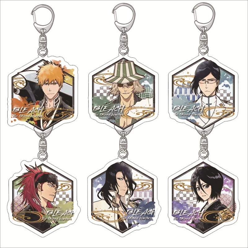 

Bleach Anime Acrylic Keychain Fashionable Kurosaki Ichigo Ishida Uryuu Kuchiki Handcuff Figurines Cartoon Keychain Bag Gifts 6cm
