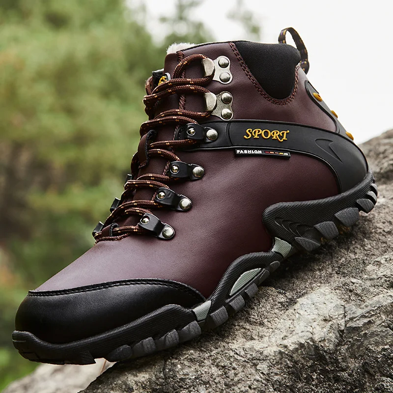 Winter New Warm Plush Thickened Martin Boots Men's High Top Waterproof and Anti slip Snow Boots
