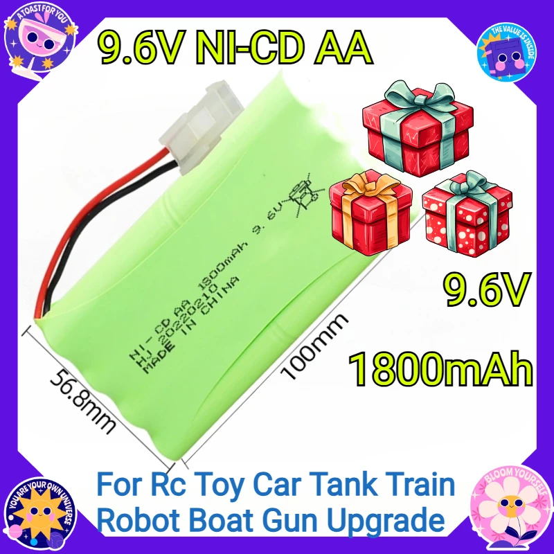 

For Rc Toy Car Tank Train Robot Boat Gun Upgrade NiCD AA 9.6V Battery Pack New High Quality 9.6V 1800mah Ni-CD Battery
