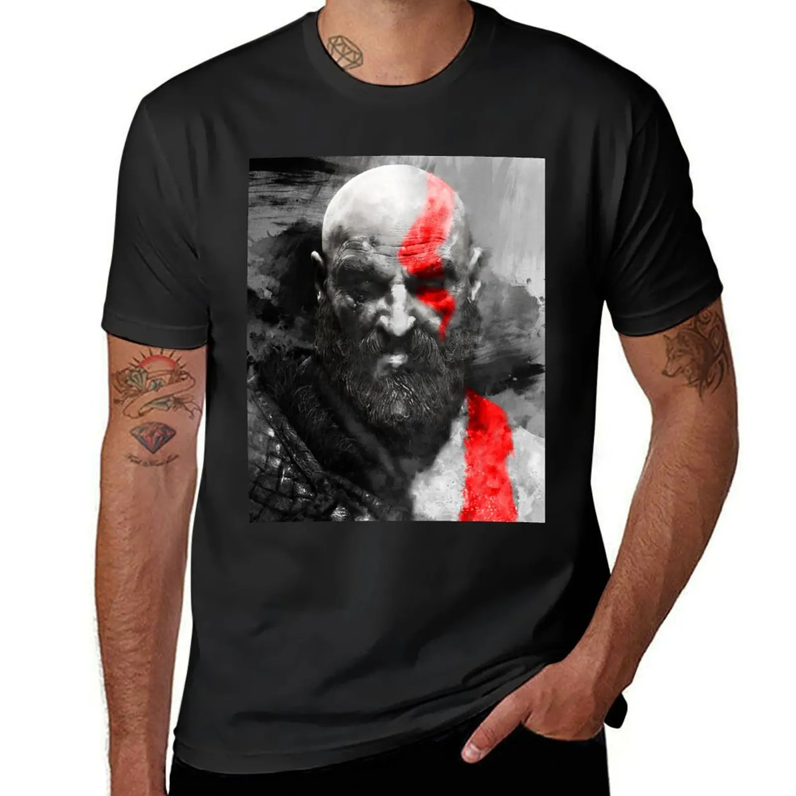 150 Kratos Paint T-Shirt korean fashion Blouse slim fit t shirts for men