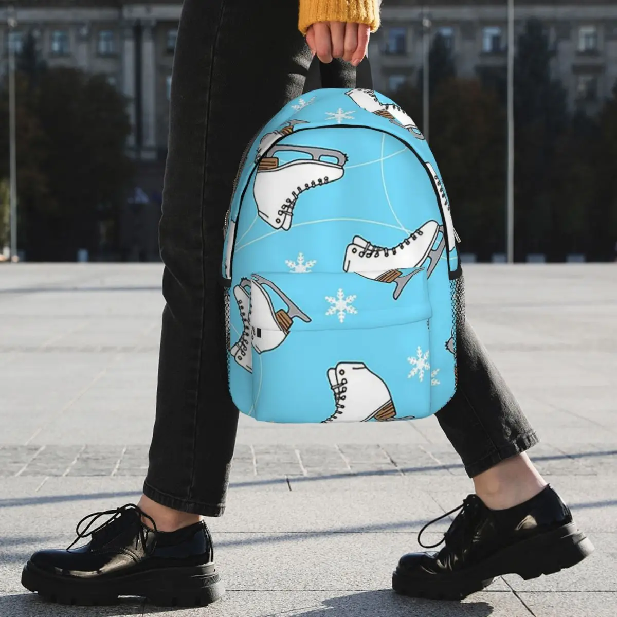 Colorful Ice Skates Pattern Backpack Student BookBag Kids School Bag Laptop Shoulder Bags for Men Women