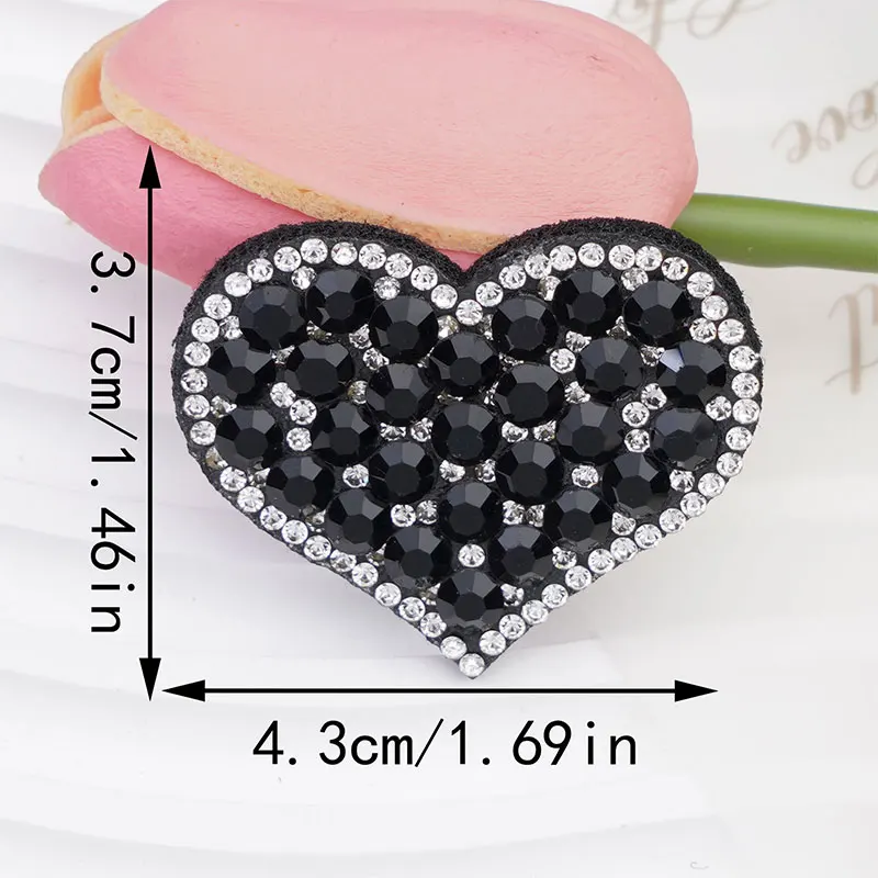 10 Stück herzförmige Diamant-Aufnäher zum Aufbügeln auf Kleidung, für DIY-Haarspangen und als Dekorationspatch. – Detail 11