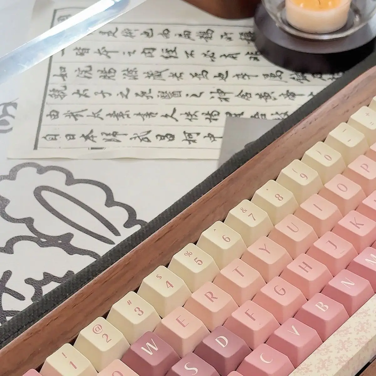 Pink Secret Garden Keycaps Cherry PBT Material For Mechanical Keyboards Gentle Simple And Cute Style Keycaps