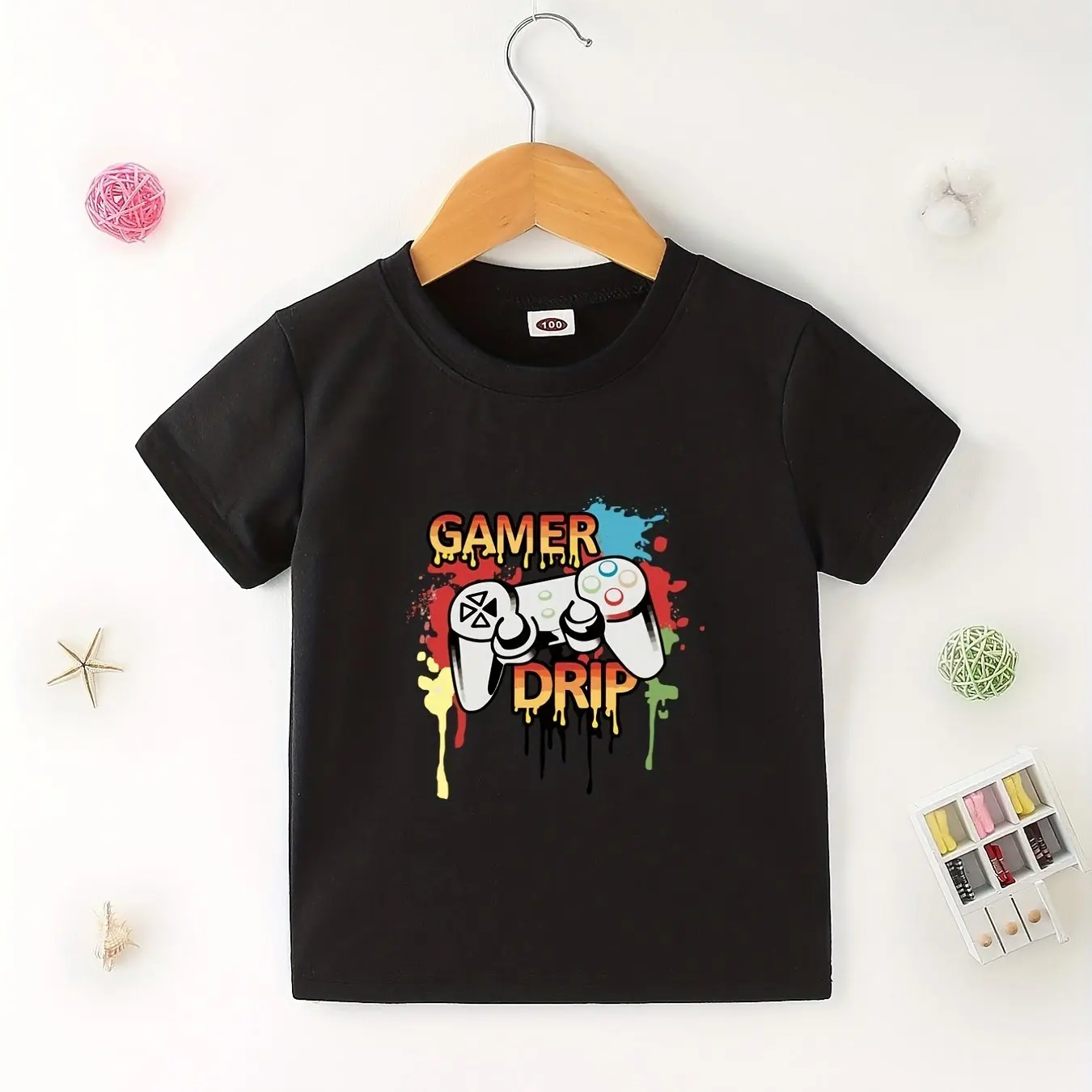 

Kids' T-Shirt 'Gamer Drip' Design - Colorful Game Controller Print, Soft Cotton, Perfect for Young Gaming Enthusiasts