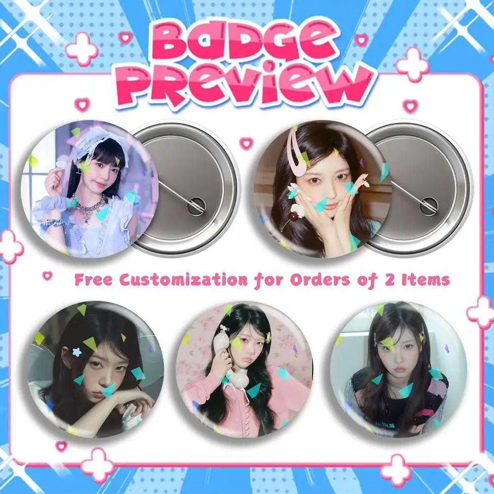 J-POP M-Moka I-ILL-IT Round Brooch Pins, Personalized Badges With Broken Glass Design Fashion Accessory