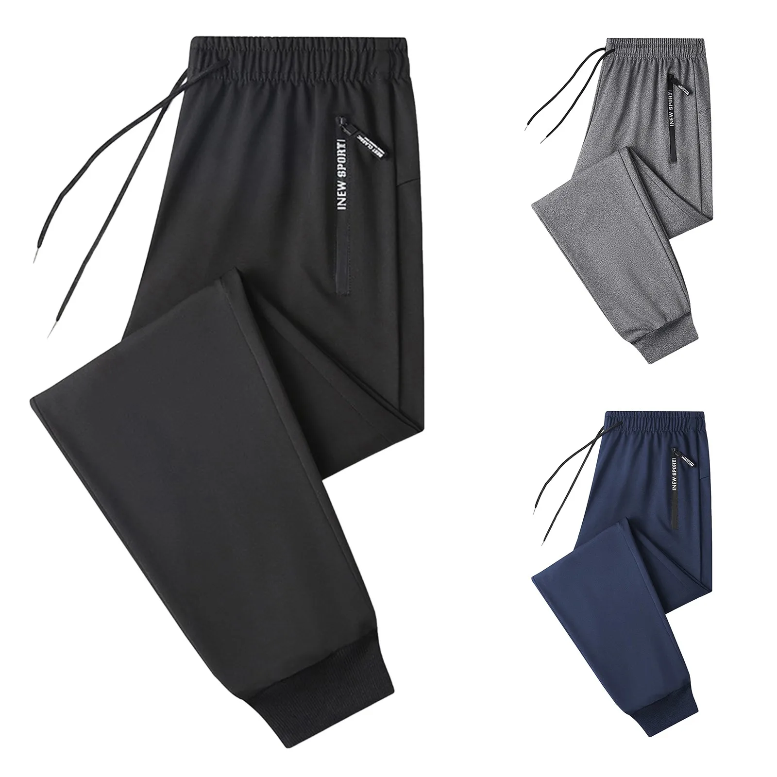 

Men Summer Thin Ice Silk Pants Loose Style Workwear Casual Quick Dry Sports Pants Long Breathable High Elasticity Pantalones