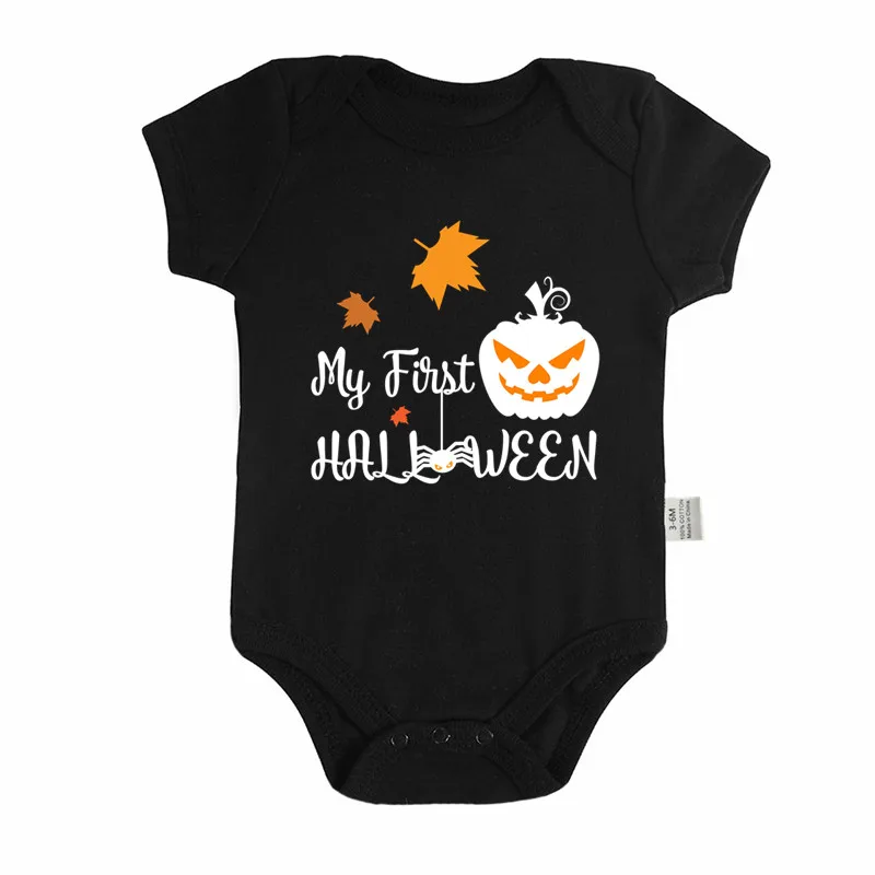 Halloween Baby Bodysuit My First BOO Pumpkin Newborn Boys Baby Girls Clothes Black Cotton Short Sleeve Romper One-pieces