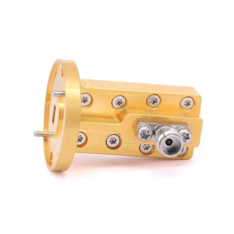 

WR-19 to 1.85mm Female Right Angle Waveguide to Coax Adapters with UG-383/U Flange, 39.2 - 59.6GHz