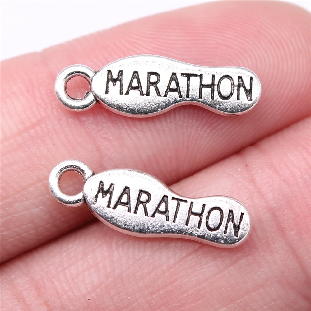 

200pcs Charms Wholesale 19x6mm Marathon Charms Wholesale For Jewelry Making Antique Silver Color DIY Jewelry Findings Pendant