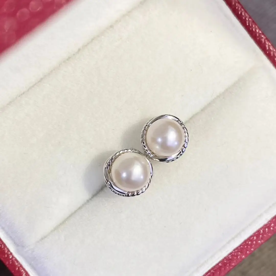 

Оптовые основы для серег из стерлингового серебра S925, фурнитура для крепления жемчуга 6-7 мм, 5 пар/лот