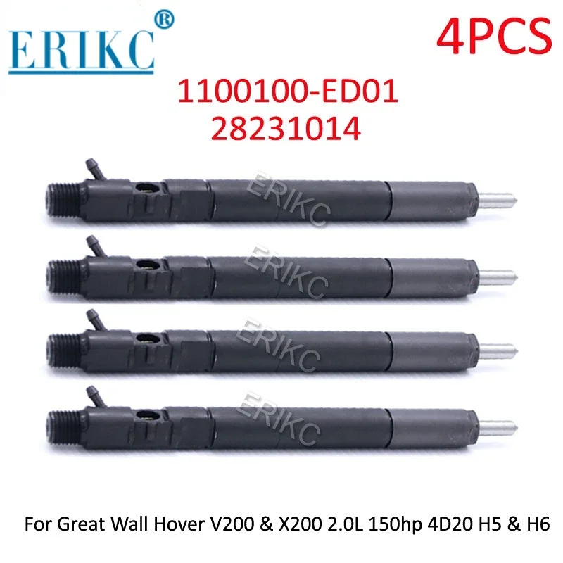 

4PCS 1100-100-ED01 28231014 Fuel Injector Set Sprayer 1100100-ED01 Diesel Injection Assy Nozzle 1100100ED01 for Great Wall Hover