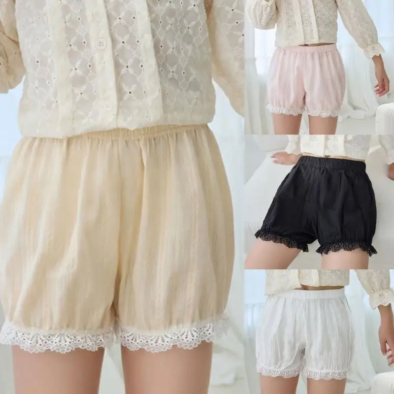 CORB Comfortable Girls Cotton Shorts Not Glance Feature Breathable Fabric Summer Lightweight with Lace Trim Loose Fit for Girl