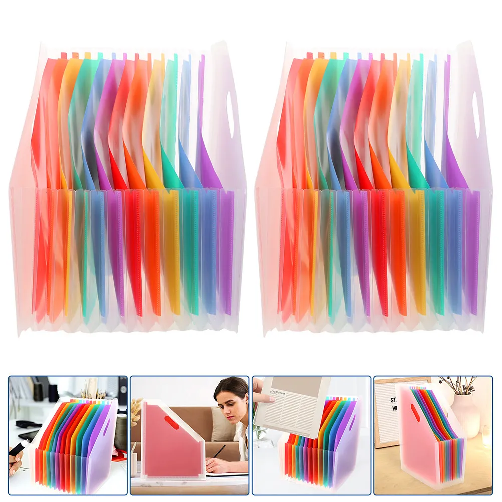 

Набор из 2 прочных пластиковых папок-гармошек: выдвижные расширяемые органайзеры для документов для офиса, школы, дома, для чеков