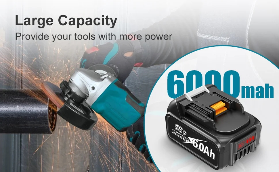 

BL1860B Makita аккумулятор, 2 упаковки, 18 В, 6,0 Ач, литий-ионный комплект LXT, набор перезаряжаемых для аккумуляторных электроинструментов, пилы, дрели, зарядного устройства