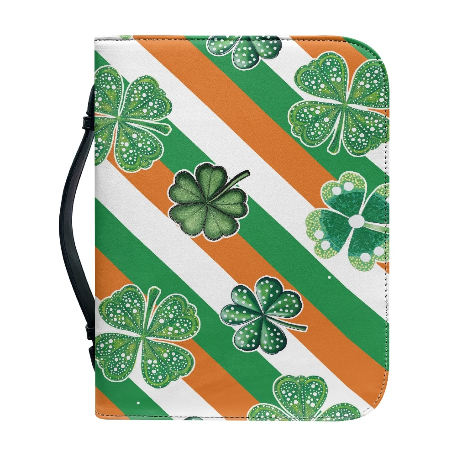 XIXIRIMIDO Irish Flag Shamrock 2026 Collection Portable Bible Holder for Christian Prayer Study PU Leather Bible Book Covers