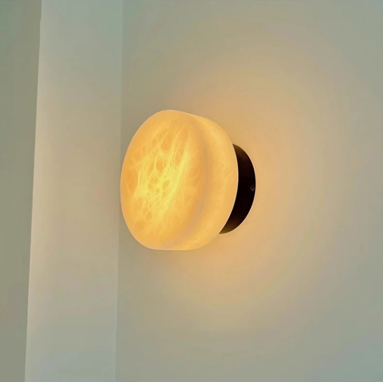 Real Marble LED Wall Lamp Black Gold Copper