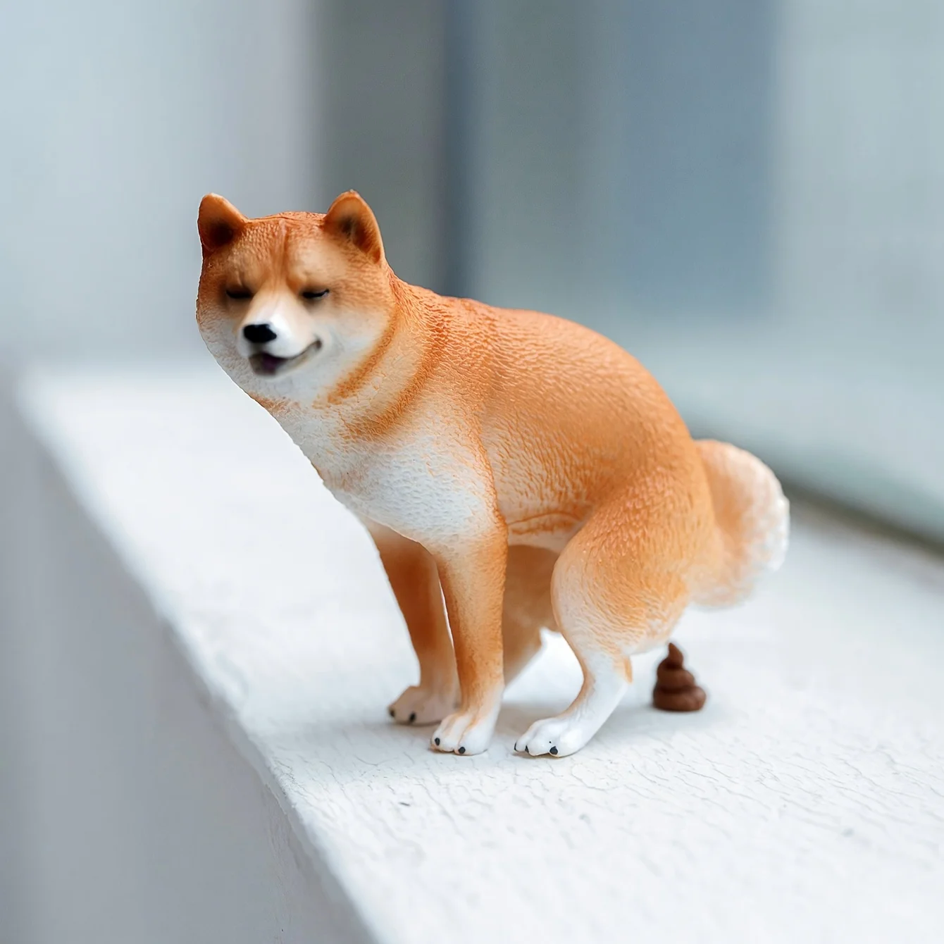1/6 Scale Funny Shiba Inu Figurine Set with Poop & Urinal Post Mini Simulation Model Creative Holiday Birthday Gift Home Decor
