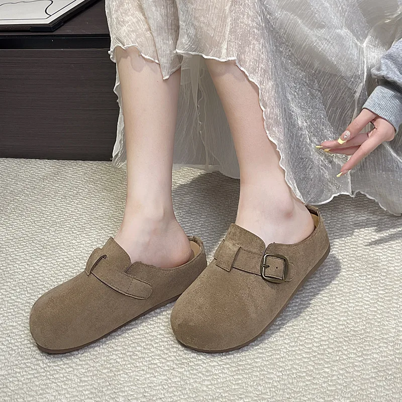 Women Women Buckle Strap Flat Closed Toe Mules, Comfort Solid Fabric Slip On Clogs Casual Daily Walking Shoes - Aliexpress Deal