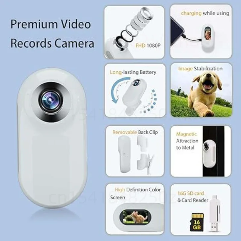 Cámara HD portátil 1080p Mini cámara deportiva pantalla grabación de vídeo Anti-vibración Collar para mascotas deportes al aire libre grabadora desmontable