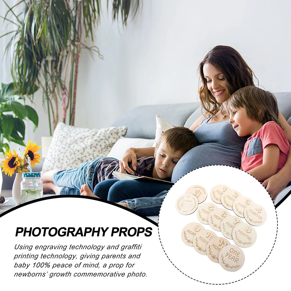 1 مجموعة بطاقات معلم شهرية تسجيل النمو الخشبي دعائم التصوير التذكارية تذكار ذاكرة الحمل