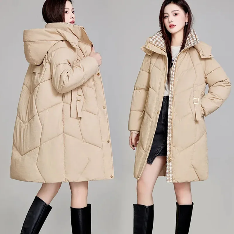 

New Women's Long Down Jacket Autumn Winter Warm 90% White Duck Down Coat Snow Female Detachable Hooded Parker Overcoat Khaki