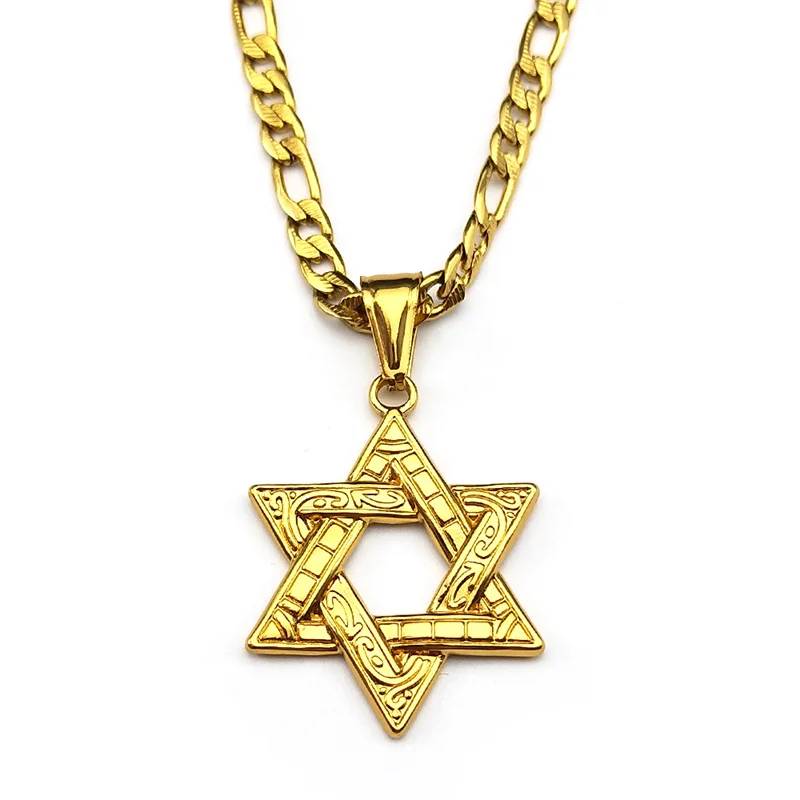 قلادة نجمة داود من الفولاذ المقاوم للصدأ، قلادة رمزية يهودية سداسية، متوفرة بالذهب والفضة، إكسسوار مجوهرات