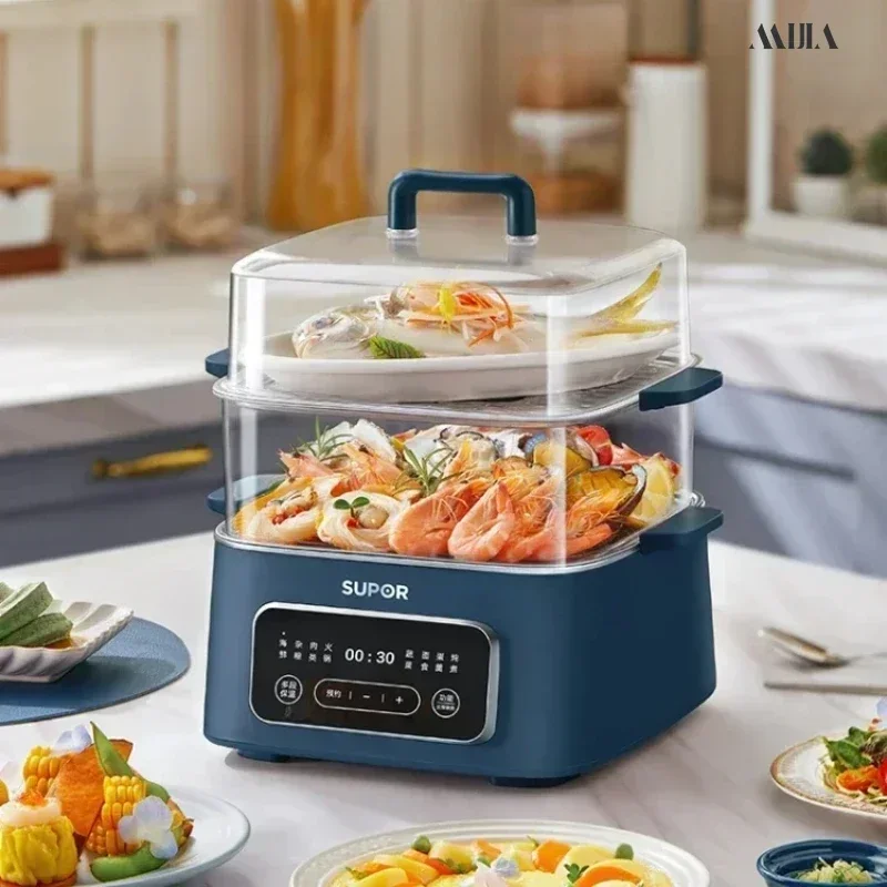 

Electric steamer double layer large capacity household multifunctional small breakfast machine automatic timing reservation