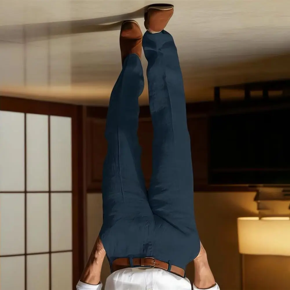 2026 Men's Formal Linen Summer Pants Straight Tube Solid Color Comfortable Breathable Formal Business Fashion Basic Trousers