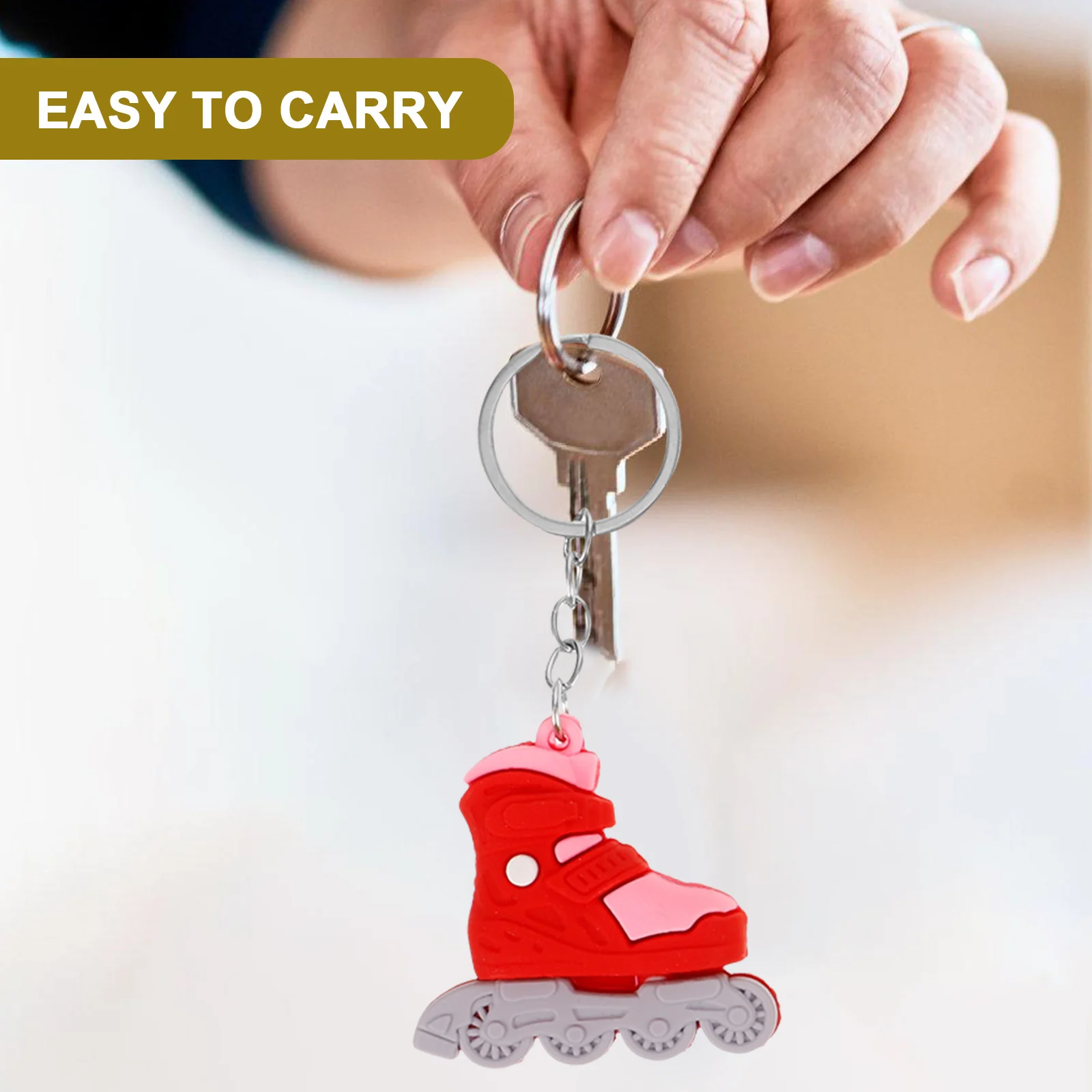 

4Pcs Roller Skate Key Ring Decor Cute Kawaii Accessories for Backpack Handbag Car Keychain Pendant Daily Use Gift