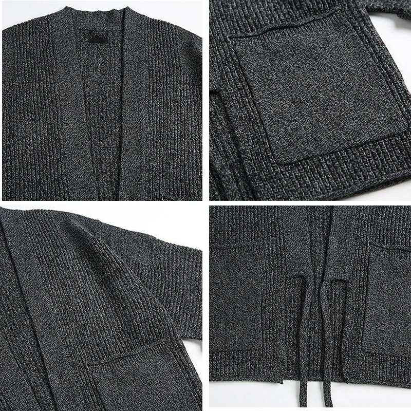 Японская уличная одежда, кардиган большого размера для мужчин, одежда в стиле Харадзюку, повседневный вязаный свитер с заниженными плечами, свободное пальто в стиле хип-хоп, мужское