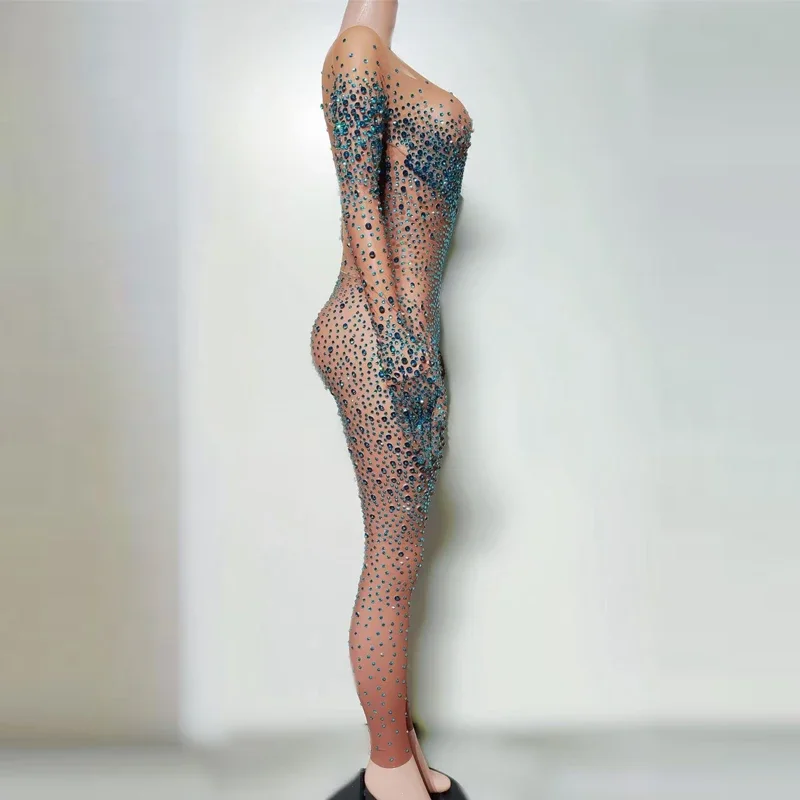 Rhinestones Jumpsuit Halloween Dj Ds Gogo Dance Costume Women Pole Dance Clothing Bar Rave Outfit Club Wear