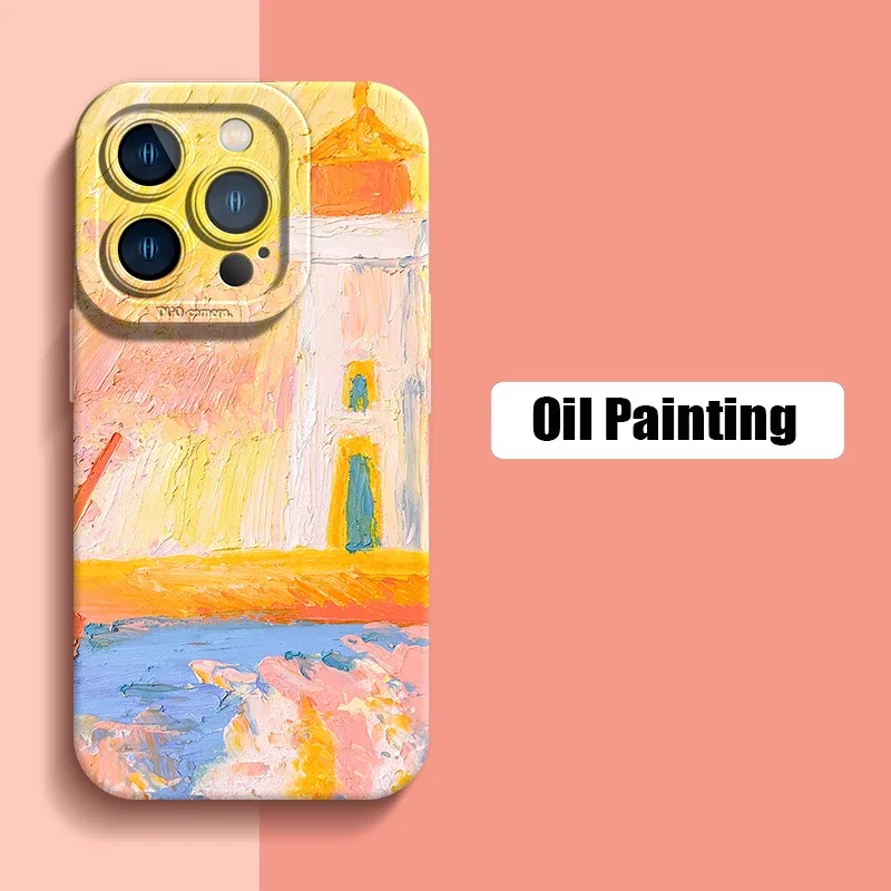 Pink Cherry Blossoms Van-Gogh Oil Painting Phone Case For iPhone 16 15 14 Plus 13 11 12 Pro Max Mini XR X XS Max 8 7 Plus Cover