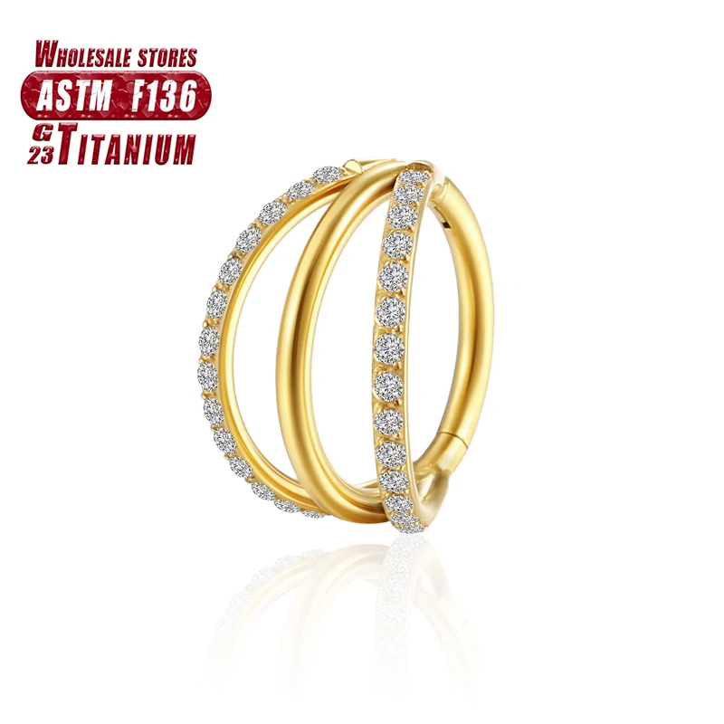 Women's Titanium ZC Nose Rings & Hinged Segment Earrings, Versatile