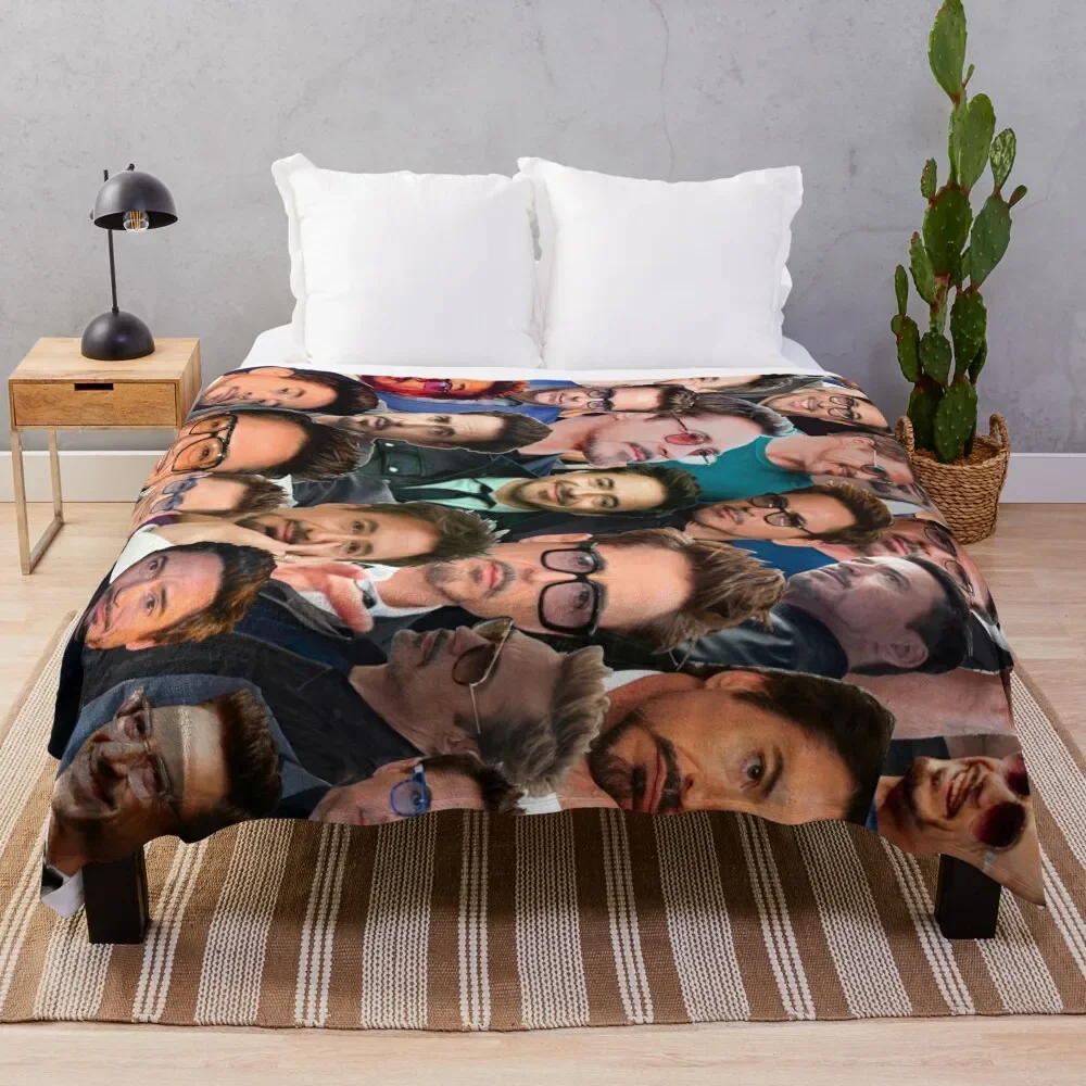 

Robert Downey Jr. Photo Collage Throw Blanket blankets and throws Picnic Blankets