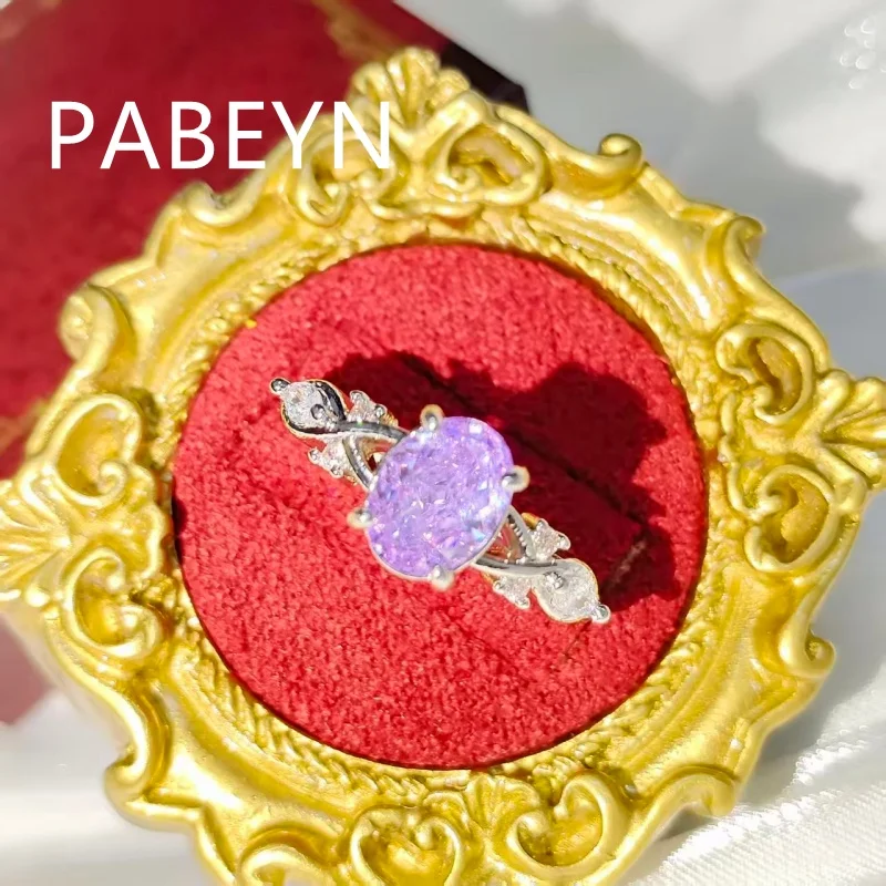 925 Sterling Silver Fashion Ice Flower Cut Pigeon Egg Zircon Ring Birthday Party Anniversary Gift