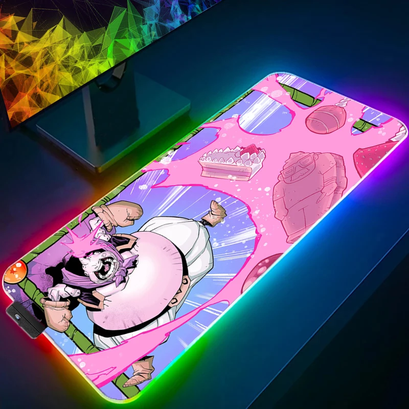 

Dragon Ball Majin Buu RGB Mouse Pad Anime Carpe Large Gamer Computer LED Mausepad Keyboard Gaming Accessories Backlight Desk Mat