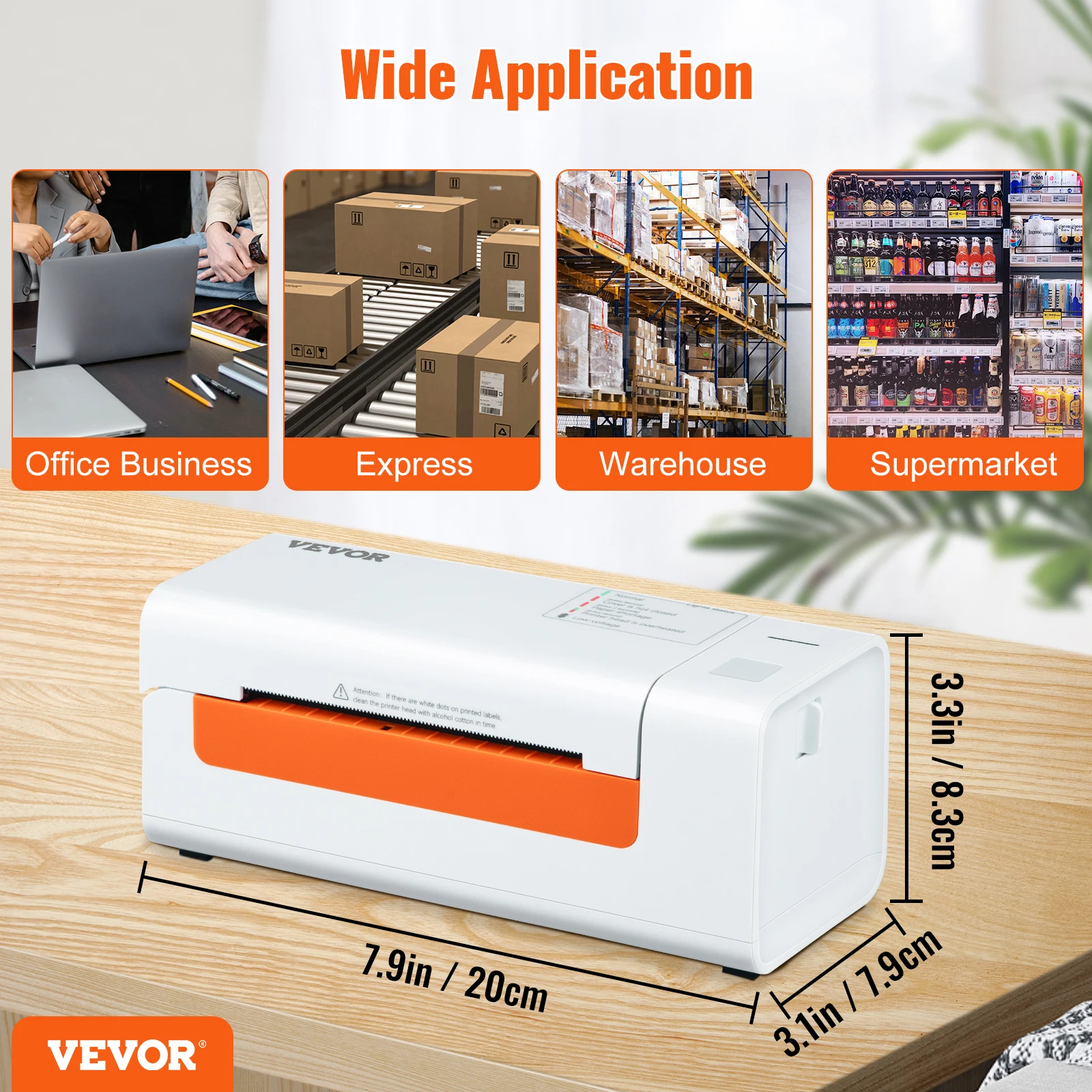 SucceBuy 203 dpi Desktop Thermische Labelprinter USB Label Maker Sticker Verzending Barcodeprinter Compatibel met Windows/Mac OS