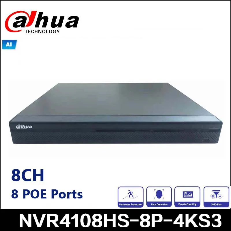 Dahua NVR4108HS-8P-4KS3 8CH Compact 1U 8 PoE Ports HDD Lite Network Video Recorder