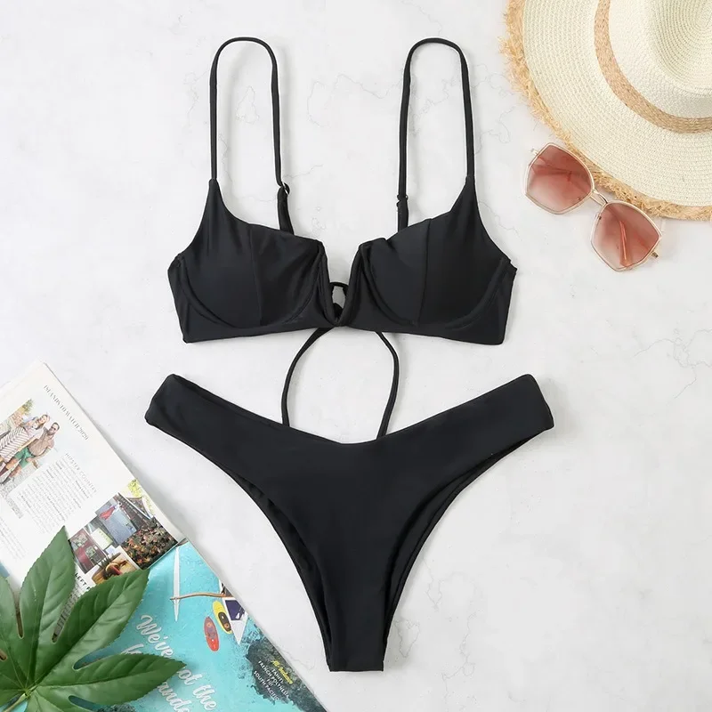 

Повседневный купальник микро-бикини, женский сексуальный комплект бикини со шнуровкой и треугольными стрингами, лето 2025, новый модный купальник Spice Girl, пляжная одежда из двух предметов