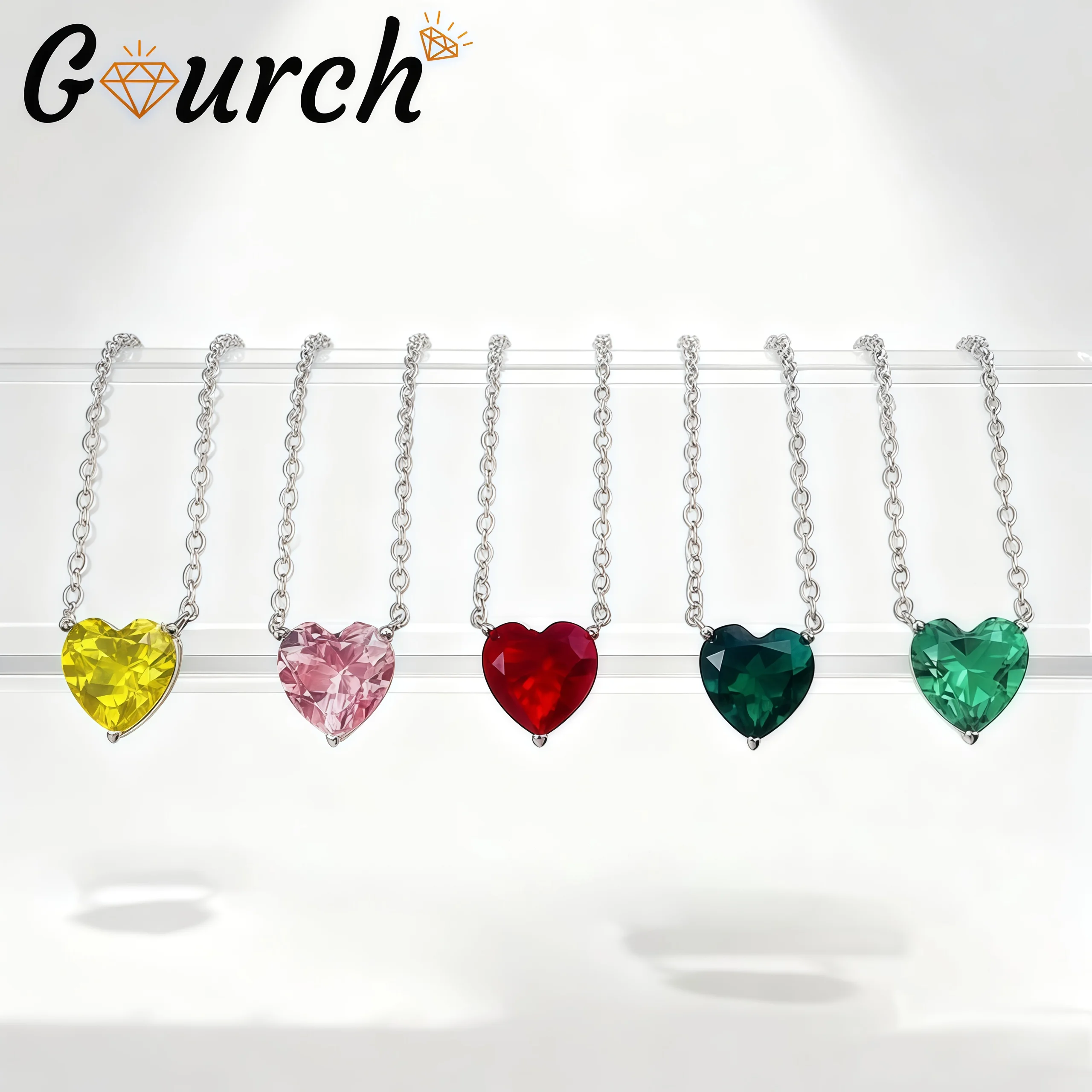 

Gourch 2CT Heart Cut Pendant Necklace Colombian Emerald Zambian Emerald S925 Sterling Silver Jewelry for Women Lab Grown Diamond