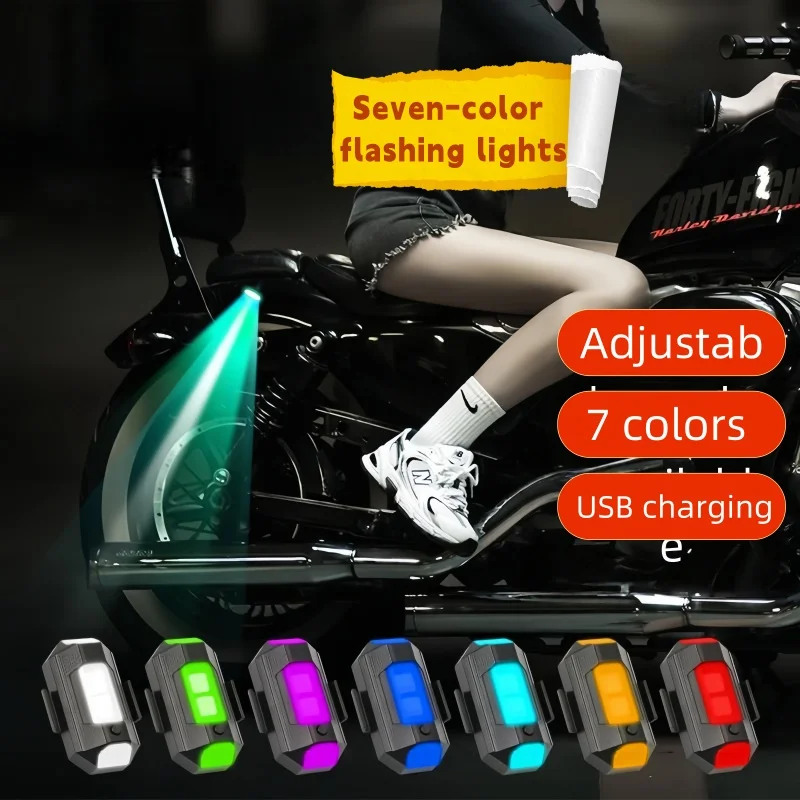 Luz intermitente de vuelo nocturno universal de 7 colores para avión, motocicleta, drone, coche, luz de señal de advertencia