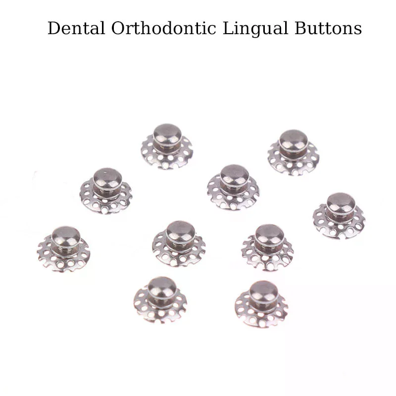

10Pcs Dental Orthodontic Lingual Button Direct Bond Eyelet Round Bondable Hinge Tongue Tamers Traction Hooks Dental Materials
