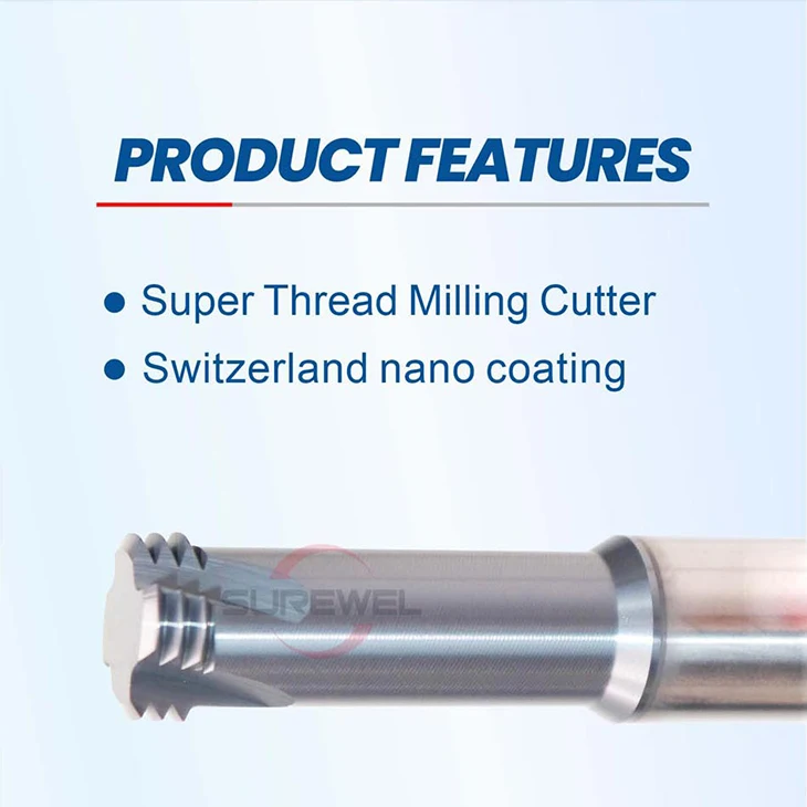 SUREWEL OSG-Beschichtung tungsten carbide HRC70 Wolfram Universal Gewindefräser 3 Zähne Schaftfräser M3 M4 M5 M6 M8 M10 CNC-Maschine – Detail 3