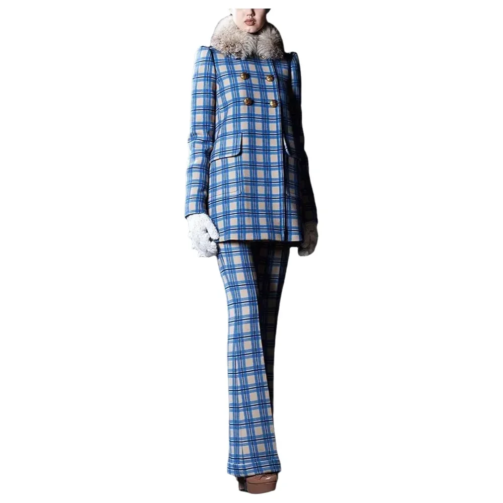 بدلة نسائية رائعة مكونة من قطعتين سترة وسراويل عصرية أطقم سترة مناسبة راقية طقم Trajes De Mujer Elegante #2