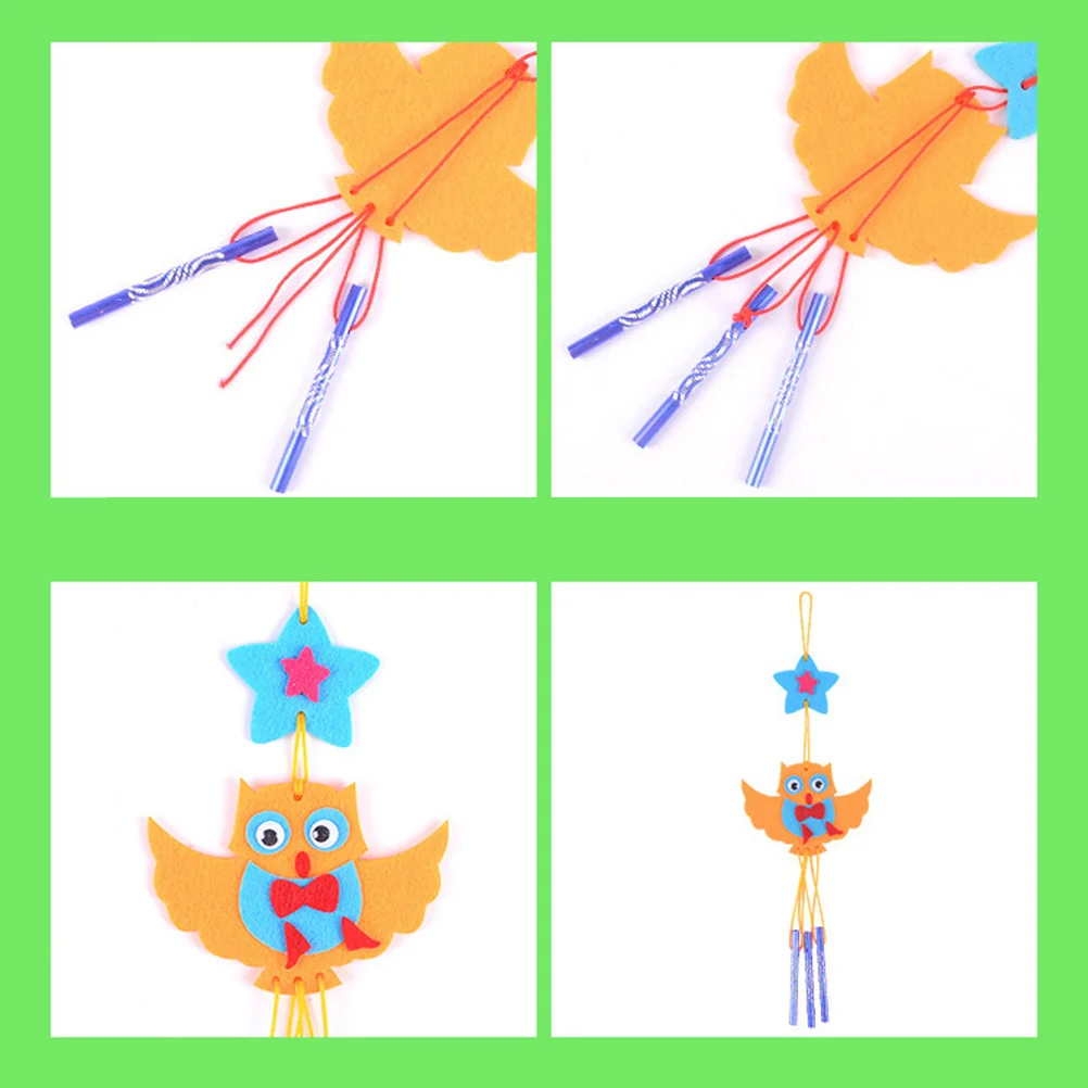 Kit de Material de campana de viento DIY para niños, colgante de carillón de viento de dibujos animados, decoración colgante hecha a mano, cultivo creativo artesanal, 6 uds.