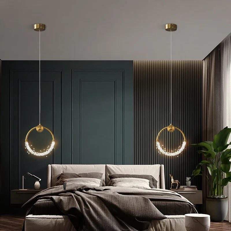 

Light Luxury Crystal Chandelier Bedside Dining Room Lamp Living Room Warm Bedroom Modern Small Hanging Creative