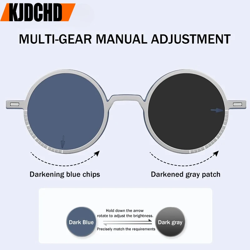 

Новые регулируемые поляризационные очки KJDCHD с изменяемой темнотой, круглые магнитные клипсы для чтения, солнцезащитные очки, очки по рецепту
