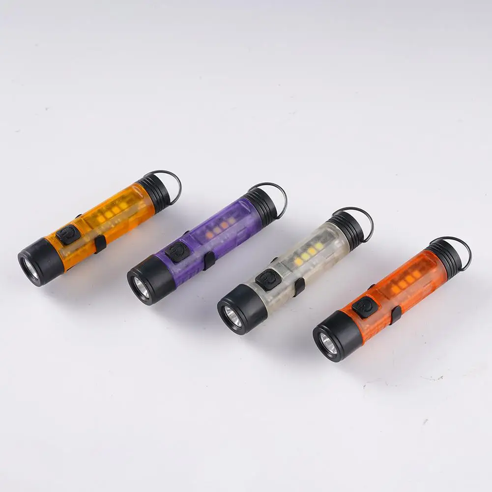 Rechargeable Mini LED Flashlight Magnetic Base Type-C Fast Charging Multi-Color Lighting with Clip for EDC Camping